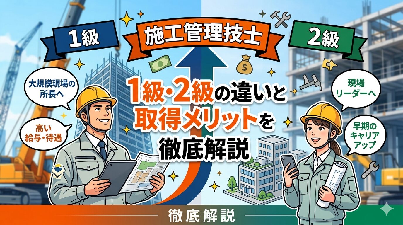 1級・2級施工管理技士の違いと取得メリットを徹底解説
