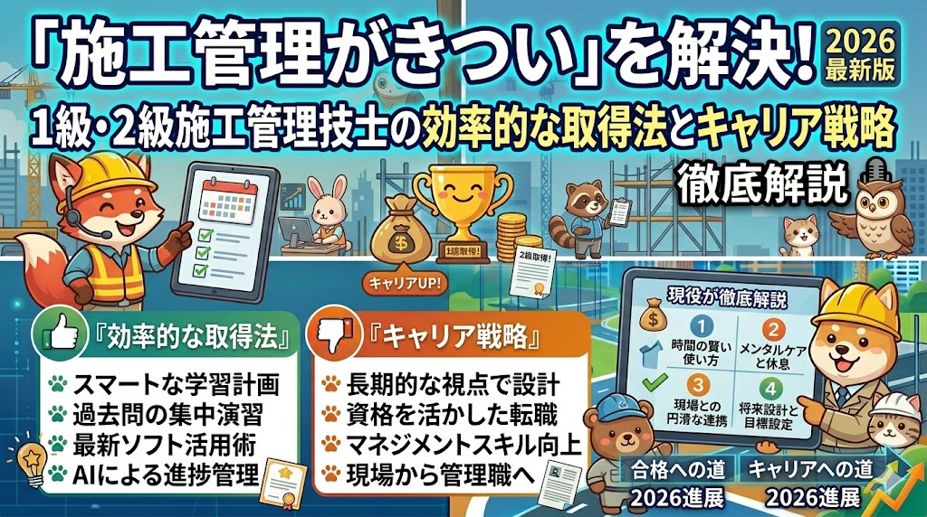 「施工管理がきつい」を解決！1級・2級施工管理技士の効率的な取得法とキャリア戦略