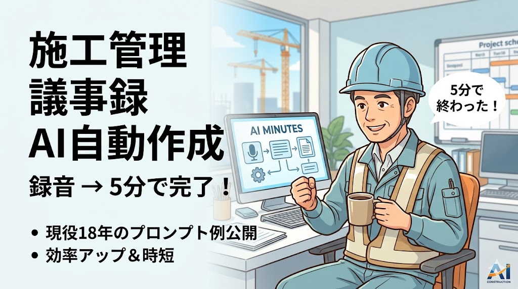 施工管理の議事録をAIで自動作成する方法｜現役18年が録音から5分で仕上げる手順とプロンプト例