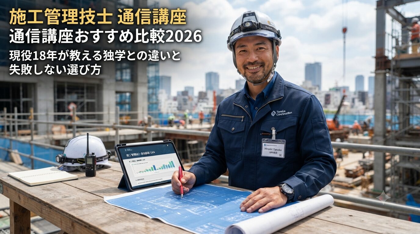 施工管理技士 通信講座おすすめ比較2026｜現役18年が教える独学との違いと失敗しない選び方
