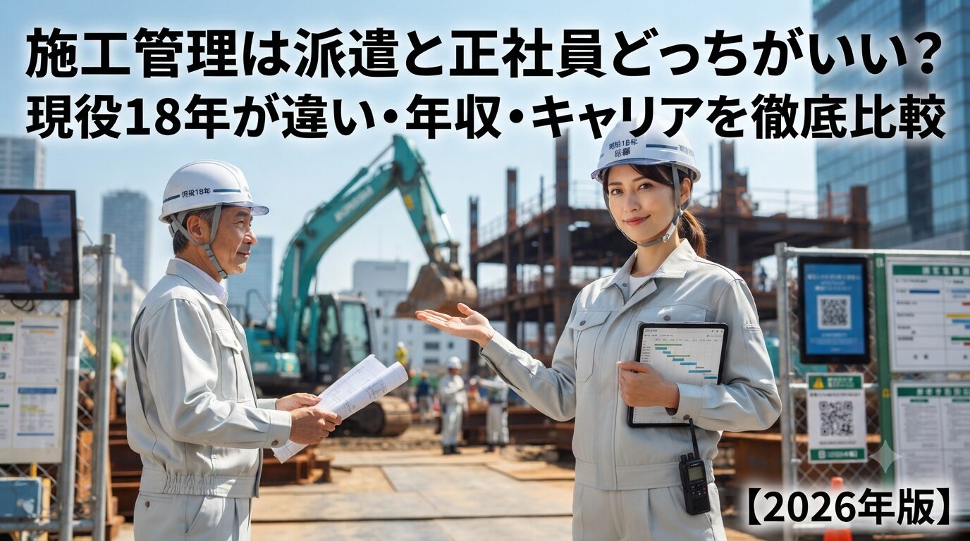 施工管理は派遣と正社員どっちがいい？現役18年が違い・年収・キャリアを徹底比較【2026年版】