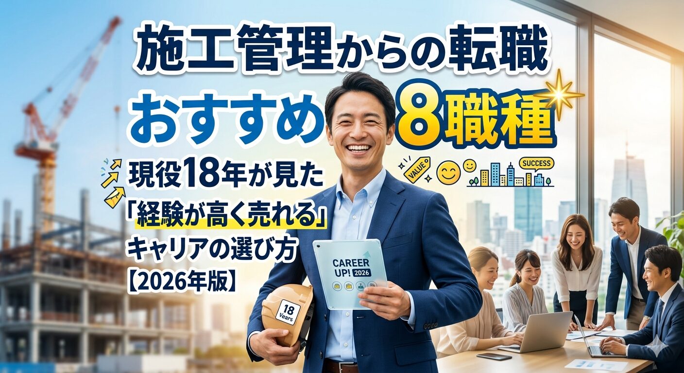 施工管理からの転職先 おすすめ8職種|現役18年が見た「経験が高く売れる」キャリアの選び方【2026年版】