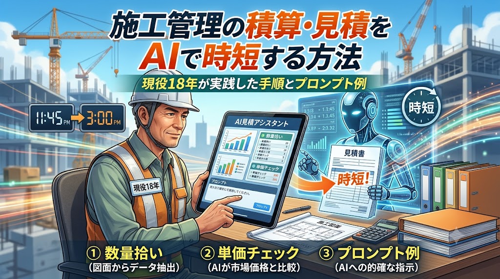 施工管理の積算・見積をAIで時短する方法｜現役18年が数量拾いから単価チェックまで実践した手順とプロンプト例