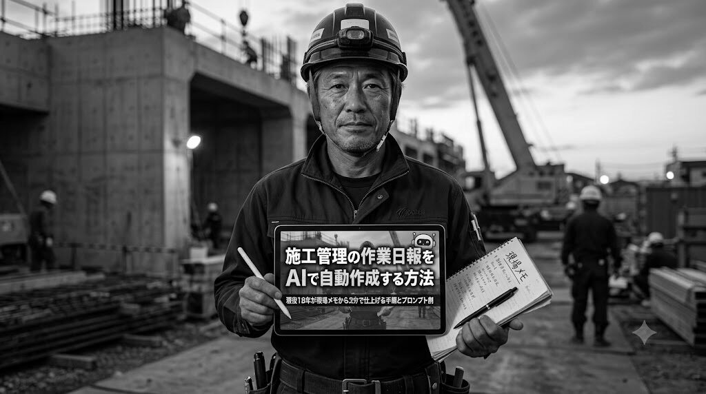 施工管理の作業日報をAIで自動作成する方法|現役18年が現場メモから3分で仕上げる手順とプロンプト例