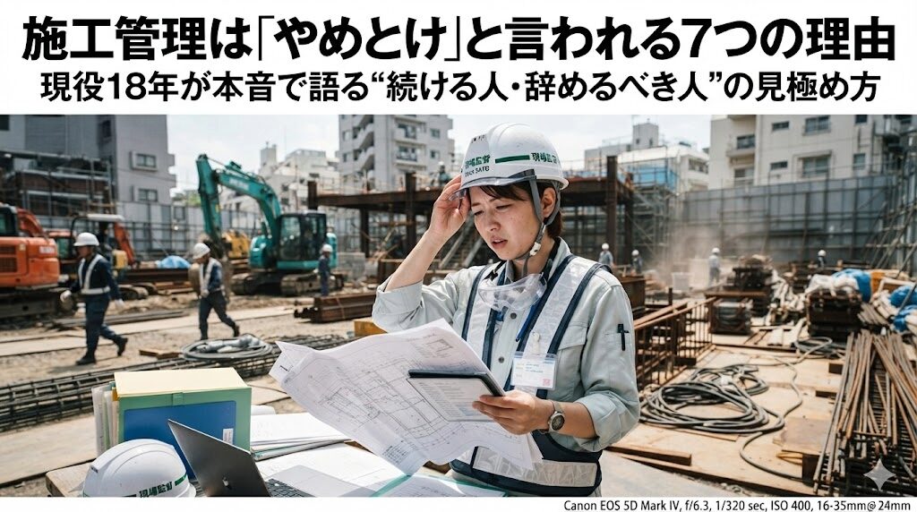 施工管理は「やめとけ」と言われる7つの理由｜現役18年が本音で語る"続ける人・辞めるべき人"の見極め方