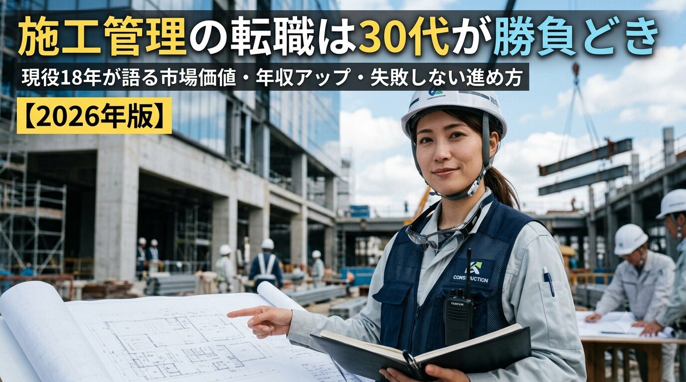 施工管理の転職は30代が勝負どき｜現役18年が語る市場価値・年収アップ・失敗しない進め方【2026年版】