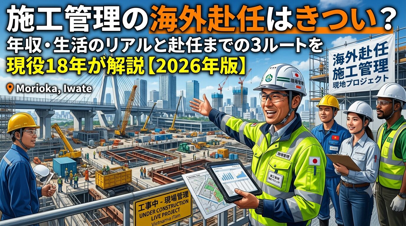 施工管理の海外赴任はきつい?年収・生活のリアルと赴任までの3ルートを現役18年が解説【2026年版】