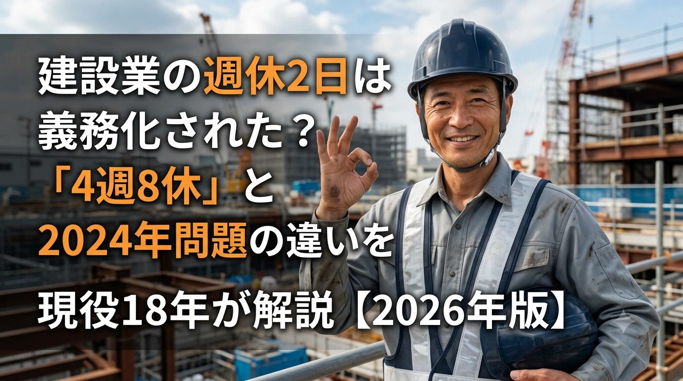 建設業の週休2日は義務化された？「4週8休」と2024年問題の違いを現役18年が解説【2026年版】